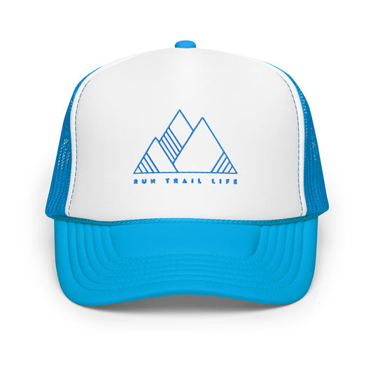 RTL Foam Trucker Hat - Baby Blue Logo - RunTrailLife