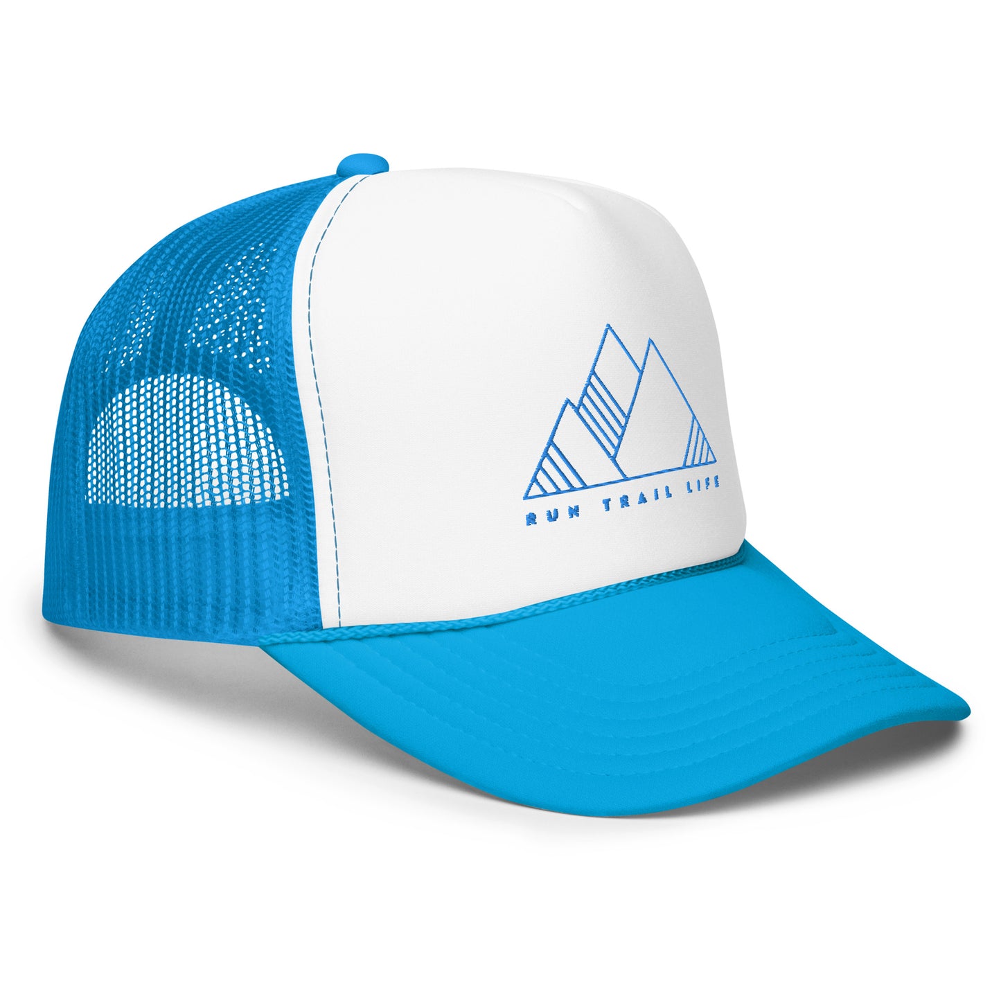 RTL Foam Trucker Hat - Baby Blue Logo - RunTrailLife