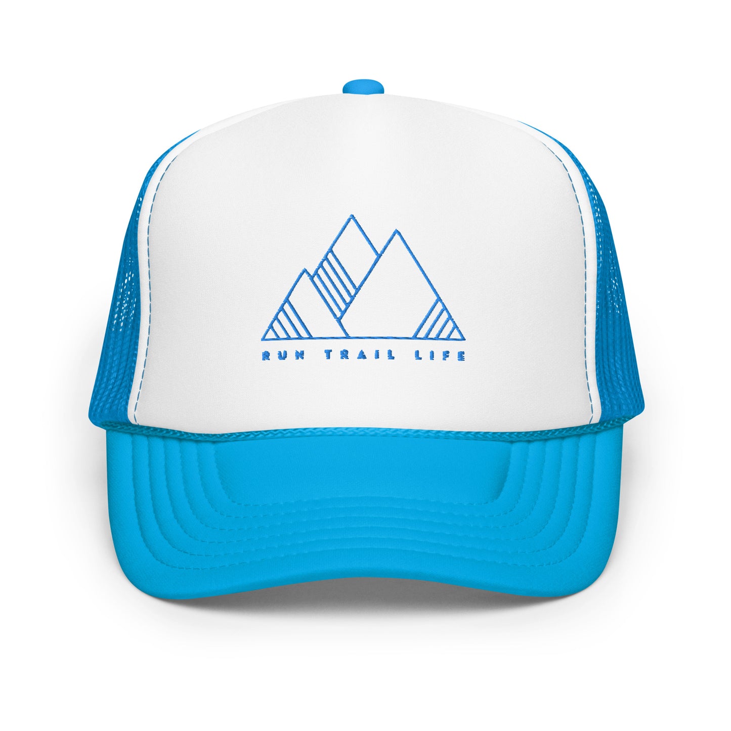 RTL Foam Trucker Hat - Baby Blue Logo