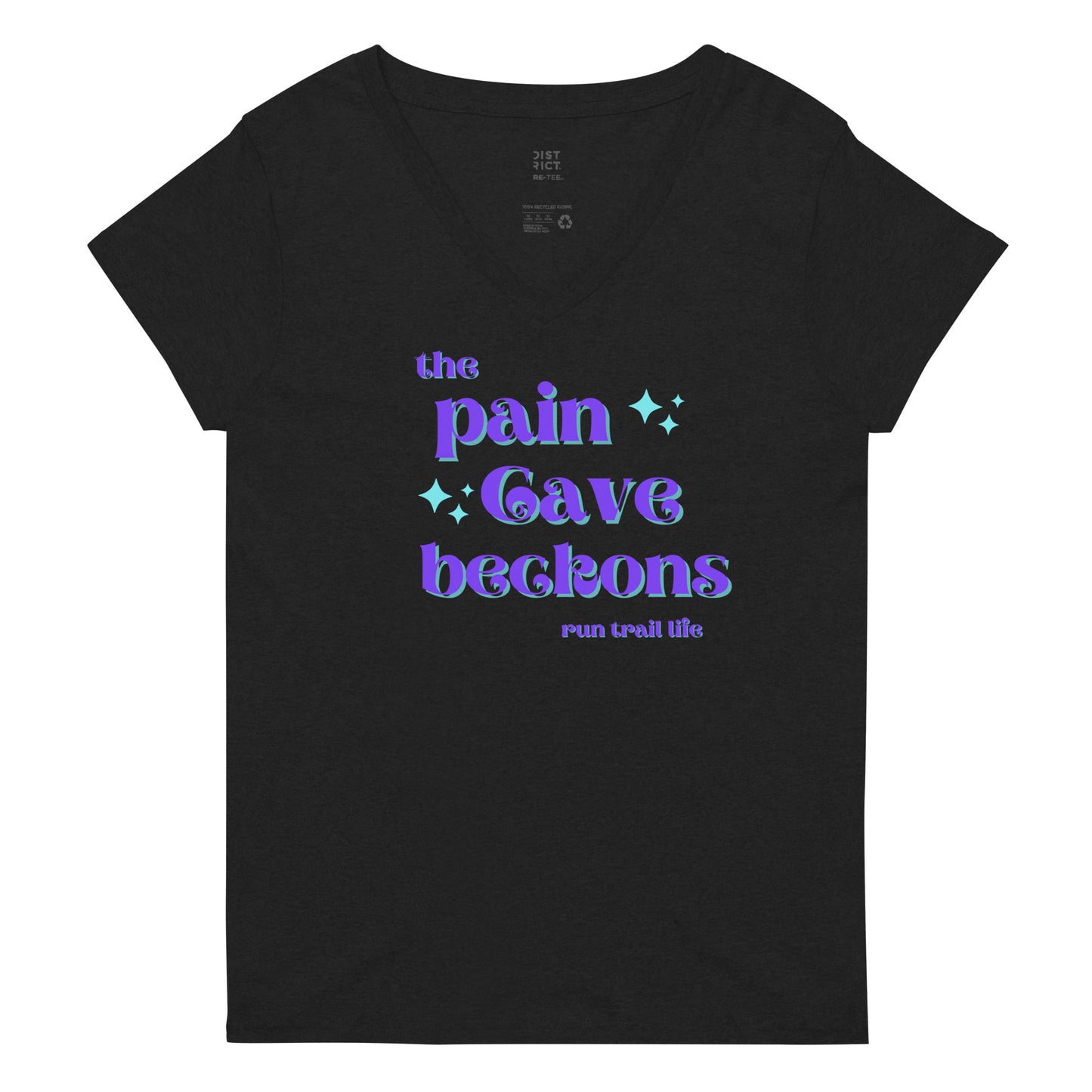 The Pain Cave Beckons Women’s recycled v-neck t-shirt