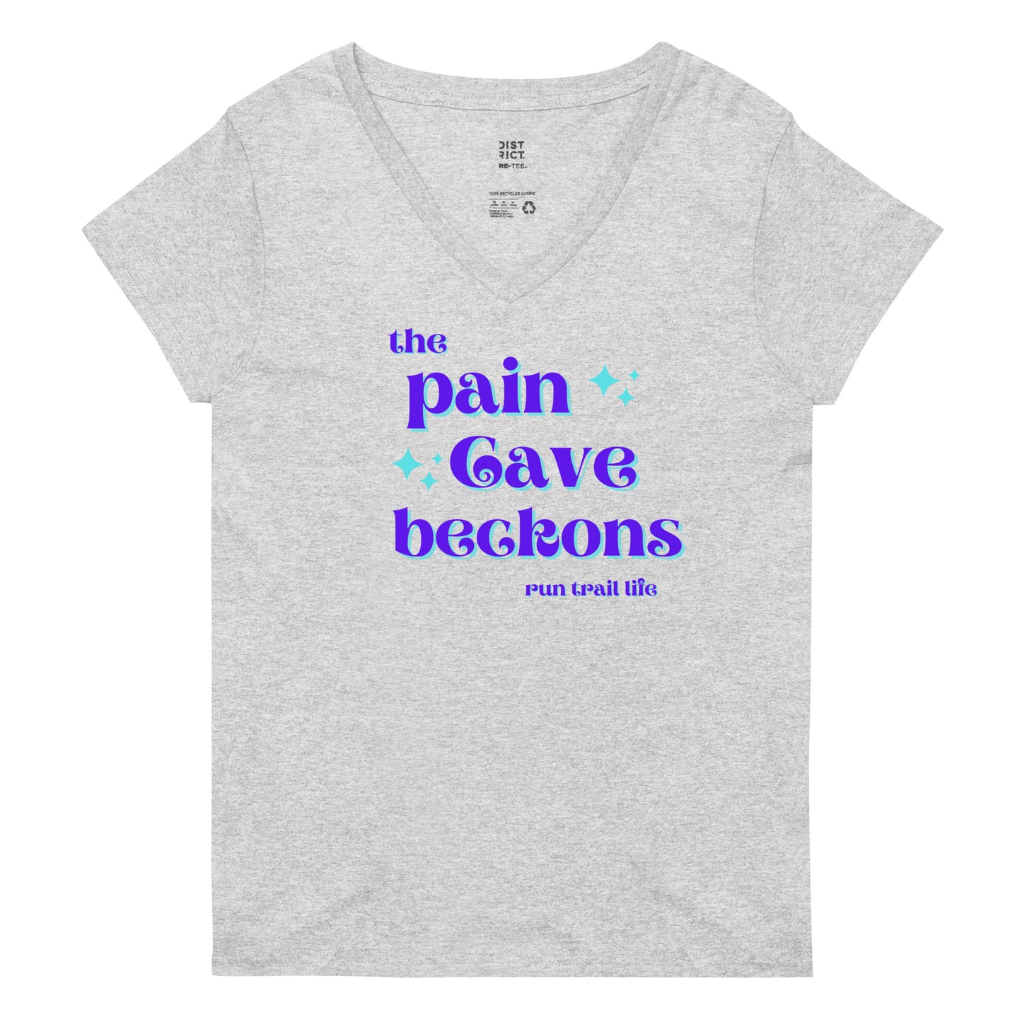 The Pain Cave Beckons Women’s recycled v-neck t-shirt